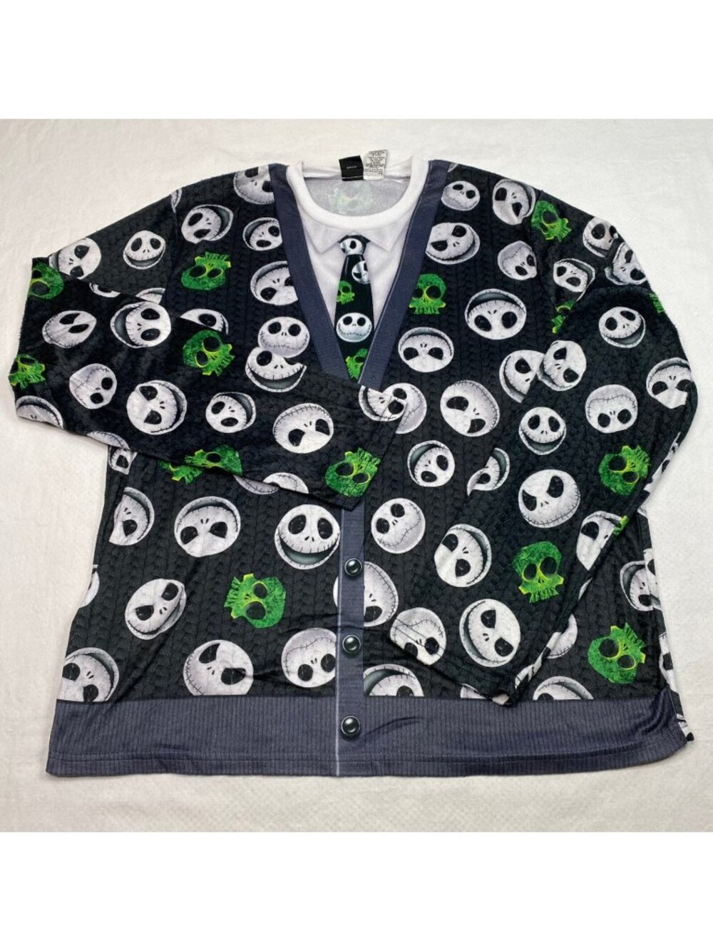 The Nightmare Before Christmas Pajama Top sz L Black Fleece Halloween Gothic